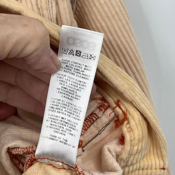 Asos Pink Yellow Tan Color Block Corduroy Cotton Trucker Jacket Size Small - Picture 6 of 10